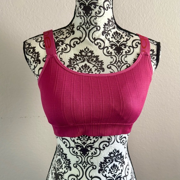 BEBE Pink Logo Seamless Ribbed Sport Bra - Picture 3 of 8